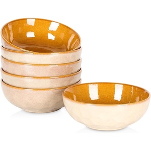 image:imagevicrays Ceramic Salad Bowls Set for Kitchen Serving  32 Ounce Soup Bowls Pasta Bowls Chip Resistant Dishwasher Microwave Safe Large Fluted stoneware Set of 6 BeigeBeige