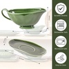 image:imageVicrays Gravy Boat with Saucer  Large 17oz Ceramic Sauce Boat with Tray Set of 2 for Turkey Salad Dressings Creamer Milk Broth  Thanksgiving Christmas Holiday Serving Dishes  GreenGreen