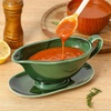image:imageVicrays Gravy Boat with Saucer  Large 17oz Ceramic Sauce Boat with Tray Set of 2 for Turkey Salad Dressings Creamer Milk Broth  Thanksgiving Christmas Holiday Serving Dishes  GreenGreen