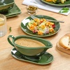 image:imageVicrays Gravy Boat with Saucer  Large 17oz Ceramic Sauce Boat with Tray Set of 2 for Turkey Salad Dressings Creamer Milk Broth  Thanksgiving Christmas Holiday Serving Dishes  GreenGreen