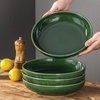 image:imagevicrays Salad Pasta Serving Bowls  Large Ceramic Wide Shallow Bowls Set 47 Ounces Big Dinner Plates Bowls Porcelain 10 Inch Low Flat Design Soup Bowl Microwave Dishwasher Safe GreenGreen