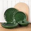 image:imagevicrays Salad Pasta Serving Bowls  Large Ceramic Wide Shallow Bowls Set 47 Ounces Big Dinner Plates Bowls Porcelain 10 Inch Low Flat Design Soup Bowl Microwave Dishwasher Safe GreenGreen