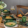 image:imagevicrays Salad Pasta Serving Bowls  Large Ceramic Wide Shallow Bowls Set 47 Ounces Big Dinner Plates Bowls Porcelain 10 Inch Low Flat Design Soup Bowl Microwave Dishwasher Safe GreenGreen
