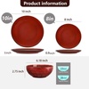 image:imageVicrays Ceramic 24 Pieces Dinnerware Set  Dinner Plates Salad Plates Cereal Bowls Set Service for 8  Scratch Resistant Microwave Oven Dishwasher Safe  Starry BlueCherry Red