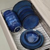 image:imageVicrays Ceramic 24 Pieces Dinnerware Set  Dinner Plates Salad Plates Cereal Bowls Set Service for 8  Scratch Resistant Microwave Oven Dishwasher Safe  Starry BlueShallow Blue
