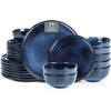 image:imageVicrays Ceramic 24 Pieces Dinnerware Set  Dinner Plates Salad Plates Cereal Bowls Set Service for 8  Scratch Resistant Microwave Oven Dishwasher Safe  Starry BlueBlue
