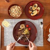 image:imageVicrays Ceramic 24 Pieces Dinnerware Set  Dinner Plates Salad Plates Cereal Bowls Set Service for 8  Scratch Resistant Microwave Oven Dishwasher Safe  Starry BlueCherry Red