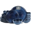 image:imageVicrays Ceramic 24 Pieces Dinnerware Set  Dinner Plates Salad Plates Cereal Bowls Set Service for 8  Scratch Resistant Microwave Oven Dishwasher Safe  Starry BlueBlue