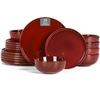 image:imageVicrays Ceramic 24 Pieces Dinnerware Set  Dinner Plates Salad Plates Cereal Bowls Set Service for 8  Scratch Resistant Microwave Oven Dishwasher Safe  Starry BlueCherry Red