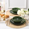 image:imageVicrays Ceramic 24 Pieces Dinnerware Set  Dinner Plates Salad Plates Cereal Bowls Set Service for 8  Scratch Resistant Microwave Oven Dishwasher Safe  Starry BlueShallow Green
