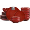 image:imageVicrays Ceramic 24 Pieces Dinnerware Set  Dinner Plates Salad Plates Cereal Bowls Set Service for 8  Scratch Resistant Microwave Oven Dishwasher Safe  Starry BlueCherry Red