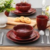image:imageVicrays Ceramic 24 Pieces Dinnerware Set  Dinner Plates Salad Plates Cereal Bowls Set Service for 8  Scratch Resistant Microwave Oven Dishwasher Safe  Starry BlueCherry Red
