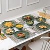 image:imageVicrays Ceramic 24 Pieces Dinnerware Set  Dinner Plates Salad Plates Cereal Bowls Set Service for 8  Scratch Resistant Microwave Oven Dishwasher Safe  Starry BlueGreen