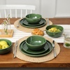 image:imageVicrays Ceramic 24 Pieces Dinnerware Set  Dinner Plates Salad Plates Cereal Bowls Set Service for 8  Scratch Resistant Microwave Oven Dishwasher Safe  Starry BlueGreen