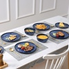 image:imageVicrays Ceramic 24 Pieces Dinnerware Set  Dinner Plates Salad Plates Cereal Bowls Set Service for 8  Scratch Resistant Microwave Oven Dishwasher Safe  Starry BlueBlue