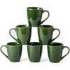 image:imagevicrays Coffee Mug Set 12 Ounce Set of 6 Ceramic Mug for Men Women Unique Glazed Mugs with Handle for Coffee Tea Milk Cocoa CerealBeigeGreen