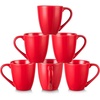 image:imagevicrays Coffee Mug Set 12 Ounce Set of 6 Ceramic Mug for Men Women Unique Glazed Mugs with Handle for Coffee Tea Milk Cocoa CerealBeigeRed