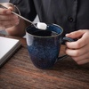 image:imagevicrays Coffee Mug Set 12 Ounce Set of 6 Ceramic Mug for Men Women Unique Glazed Mugs with Handle for Coffee Tea Milk Cocoa CerealBeigeBlue