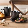 image:imagevicrays Coffee Mug Set 12 Ounce Set of 6 Ceramic Mug for Men Women Unique Glazed Mugs with Handle for Coffee Tea Milk Cocoa CerealBeigeBright Black