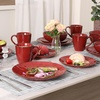 image:imagevicrays Coffee Mug Set 12 Ounce Set of 6 Ceramic Mug for Men Women Unique Glazed Mugs with Handle for Coffee Tea Milk Cocoa CerealBeigeCherry Red