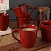 image:imagevicrays Coffee Mug Set 12 Ounce Set of 6 Ceramic Mug for Men Women Unique Glazed Mugs with Handle for Coffee Tea Milk Cocoa CerealBeigeCherry Red