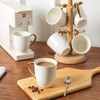 image:imagevicrays Coffee Mug Set 12 Ounce Set of 6 Ceramic Mug for Men Women Unique Glazed Mugs with Handle for Coffee Tea Milk Cocoa CerealBeigeWhite with Golden