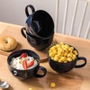 image:imagevicrays Jumbo Soup Mug Coffee Large  Ceramic Wide Oversized Extra Big Handle Bowls Latte Friends Mug Set Gaint Cereal Oatmeal Cappuccino Cup Set 27 oz  Cherry redBlue