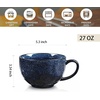 image:imagevicrays Jumbo Soup Mug Coffee Large  Ceramic Wide Oversized Extra Big Handle Bowls Latte Friends Mug Set Gaint Cereal Oatmeal Cappuccino Cup Set 27 oz  Cherry redBlue
