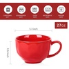 image:imagevicrays Jumbo Soup Mug Coffee Large  Ceramic Wide Oversized Extra Big Handle Bowls Latte Friends Mug Set Gaint Cereal Oatmeal Cappuccino Cup Set 27 oz  Cherry redRed