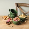 image:imagevicrays Jumbo Soup Mug Coffee Large  Ceramic Wide Oversized Extra Big Handle Bowls Latte Friends Mug Set Gaint Cereal Oatmeal Cappuccino Cup Set 27 oz  Cherry redGreen