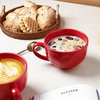 image:imagevicrays Jumbo Soup Mug Coffee Large  Ceramic Wide Oversized Extra Big Handle Bowls Latte Friends Mug Set Gaint Cereal Oatmeal Cappuccino Cup Set 27 oz  Cherry redRed