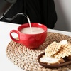 image:imagevicrays Jumbo Soup Mug Coffee Large  Ceramic Wide Oversized Extra Big Handle Bowls Latte Friends Mug Set Gaint Cereal Oatmeal Cappuccino Cup Set 27 oz  Cherry redRed