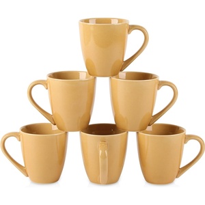 image:imagevicrays Coffee Mug Set 12 Ounce Set of 6 Ceramic Mug for Men Women Unique Glazed Mugs with Handle for Coffee Tea Milk Cocoa CerealYellowYellow