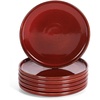 image:imagevicrays Ceramic Salad Plates Set  Porcelain 8 Inch Flat Dessert Appetizer Plate for Lunch Home Party Restaurant  Scratch Resistant Microwave Oven and Dishwasher Safe  Set of 6 Cherry RedCherry Red