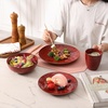 image:imagevicrays Ceramic Dinner Plates Set  Porcelain 10 Inch Flat Steak Pasta Pizza Plate Home Party Restaurant Plate Scratch Resistant Microwave Oven and Dishwasher Safe Set of 6 Cherry RedCherry Red