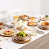 image:imagevicrays Ceramic Dinner Plates Set  Porcelain 10 Inch Flat Steak Pasta Pizza Plate Home Party Restaurant Plate Scratch Resistant Microwave Oven and Dishwasher Safe Set of 6 Cherry RedFlat Beige