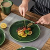 image:imagevicrays Ceramic Dinner Plates Set  Porcelain 10 Inch Flat Steak Pasta Pizza Plate Home Party Restaurant Plate Scratch Resistant Microwave Oven and Dishwasher Safe Set of 6 Cherry RedGreen