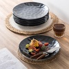 image:imagevicrays Ceramic Dinner Plates Set  Porcelain 10 Inch Flat Steak Pasta Pizza Plate Home Party Restaurant Plate Scratch Resistant Microwave Oven and Dishwasher Safe Set of 6 Cherry RedBright Black