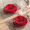 image:imagevicrays Ceramic Dinner Plates Set  Porcelain 10 Inch Flat Steak Pasta Pizza Plate Home Party Restaurant Plate Scratch Resistant Microwave Oven and Dishwasher Safe Set of 6 Cherry RedScarlet Red