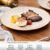 image:imagevicrays Ceramic Dinner Plates Set  Porcelain 10 Inch Flat Steak Pasta Pizza Plate Home Party Restaurant Plate Scratch Resistant Microwave Oven and Dishwasher Safe Set of 6 Cherry RedBeige