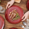 image:imagevicrays Ceramic Dinner Plates Set  Porcelain 10 Inch Flat Steak Pasta Pizza Plate Home Party Restaurant Plate Scratch Resistant Microwave Oven and Dishwasher Safe Set of 6 Cherry RedShallow Cherry Red
