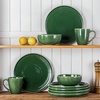 image:imagevicrays Ceramic Dinner Plates Set  Porcelain 10 Inch Flat Steak Pasta Pizza Plate Home Party Restaurant Plate Scratch Resistant Microwave Oven and Dishwasher Safe Set of 6 Cherry RedGreen