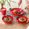 image:imagevicrays Ceramic Dinner Plates Set  Porcelain 10 Inch Flat Steak Pasta Pizza Plate Home Party Restaurant Plate Scratch Resistant Microwave Oven and Dishwasher Safe Set of 6 Cherry RedScarlet Red
