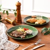 image:imagevicrays Ceramic Dinner Plates Set  Porcelain 10 Inch Flat Steak Pasta Pizza Plate Home Party Restaurant Plate Scratch Resistant Microwave Oven and Dishwasher Safe Set of 6 Cherry RedShallow Green