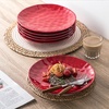 image:imagevicrays Ceramic Dinner Plates Set  Porcelain 10 Inch Flat Steak Pasta Pizza Plate Home Party Restaurant Plate Scratch Resistant Microwave Oven and Dishwasher Safe Set of 6 Cherry RedScarlet Red