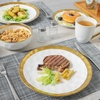 image:imagevicrays Ceramic Dinner Plates Set  Porcelain 10 Inch Flat Steak Pasta Pizza Plate Home Party Restaurant Plate Scratch Resistant Microwave Oven and Dishwasher Safe Set of 6 Cherry RedWhite with Golden
