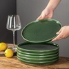 image:imagevicrays Ceramic Dinner Plates Set  Porcelain 10 Inch Flat Steak Pasta Pizza Plate Home Party Restaurant Plate Scratch Resistant Microwave Oven and Dishwasher Safe Set of 6 Cherry RedGreen