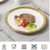 image:imagevicrays Ceramic Dinner Plates Set  Porcelain 10 Inch Flat Steak Pasta Pizza Plate Home Party Restaurant Plate Scratch Resistant Microwave Oven and Dishwasher Safe Set of 6 Cherry RedWhite with Golden