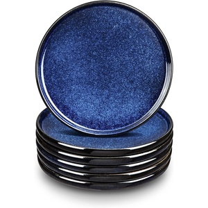 image:imagevicrays Ceramic Dinner Plates Set  Porcelain 10 Inch Flat Steak Pasta Pizza Plate Home Party Restaurant Plate Scratch Resistant Microwave Oven and Dishwasher Safe Set of 6 Cherry RedStarry Blue