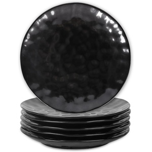 image:imagevicrays Ceramic Dinner Plates Set  Porcelain 10 Inch Flat Steak Pasta Pizza Plate Home Party Restaurant Plate Scratch Resistant Microwave Oven and Dishwasher Safe Set of 6 Cherry RedBright Black